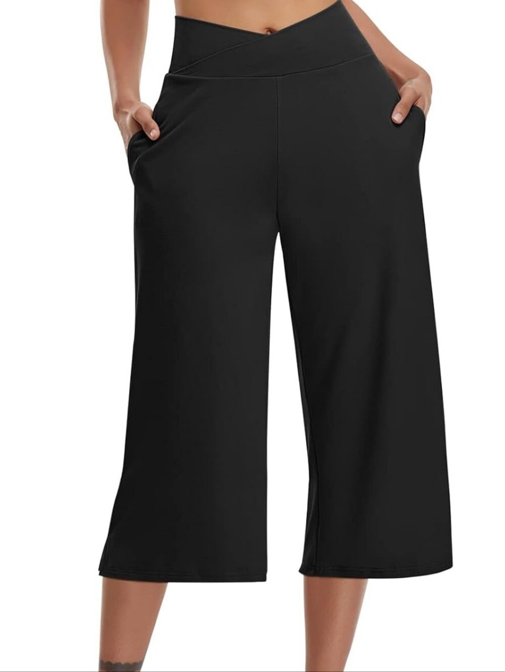 🐈‍⬛🖤🐈‍⬛ Dreamy Comfy Onyx Jet Black Capri Leisure Yoga Pants - M - Picture 2 of 16